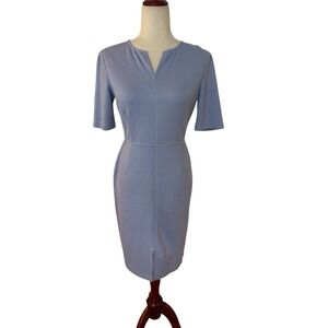 St. John Purple Milano Knit Sheath Dress Front Vent Women's 2 EUC